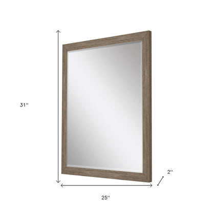 31" Light Brown Framed Accent Mirror