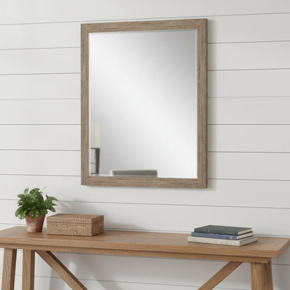 31" Light Brown Framed Accent Mirror