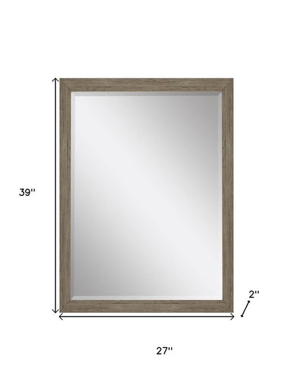 39" Light Brown Framed Accent Mirror