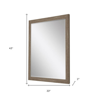 43" Light Brown Framed Accent Mirror