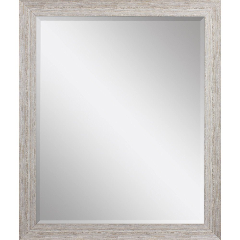 34" White Distressed Wood Framed Accent Mirror — view 2