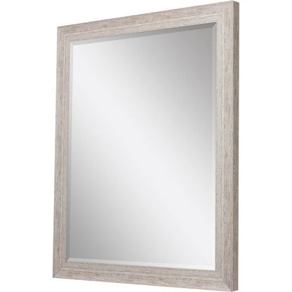 34" White Distressed Wood Framed Accent Mirror