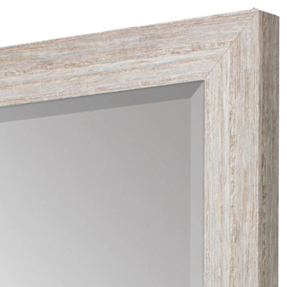 34" White Distressed Wood Framed Accent Mirror