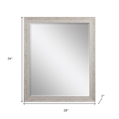 34" White Distressed Wood Framed Accent Mirror