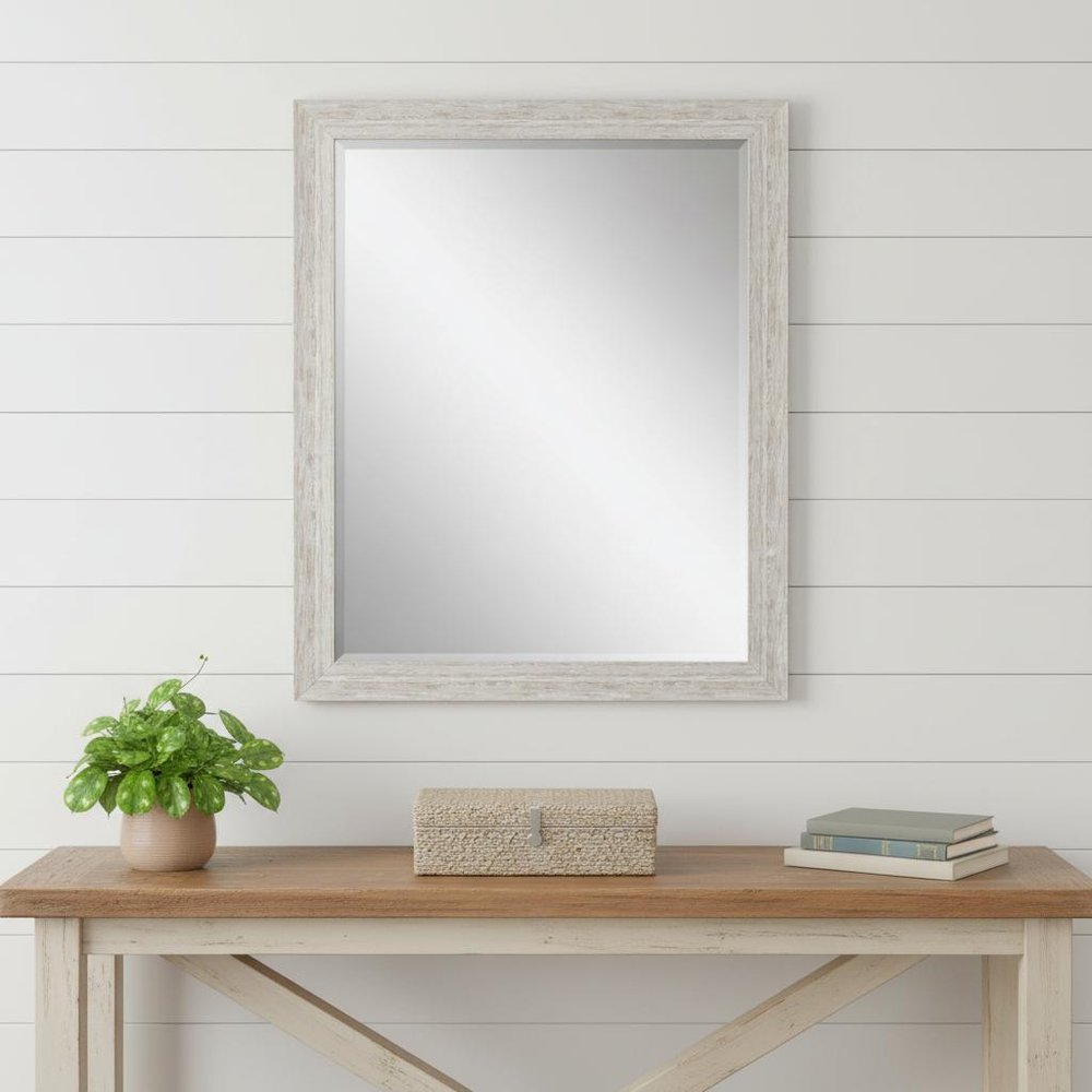 34" White Distressed Wood Framed Accent Mirror — view 14