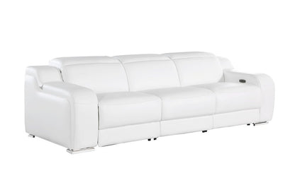 103" Light Gray Italian Leather Reclining USB Sofa