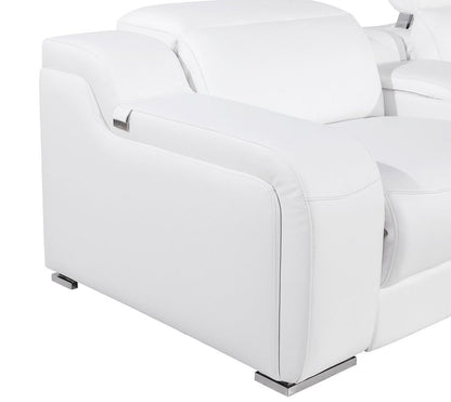 103" Light Gray Italian Leather Reclining USB Sofa