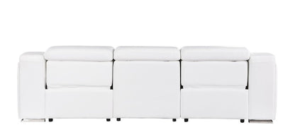 103" Light Gray Italian Leather Reclining USB Sofa