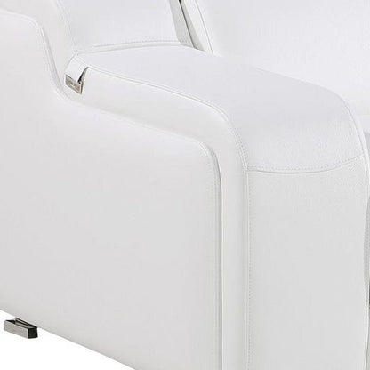 100" White Italian Leather Reclining USB Sofa HomeRoots