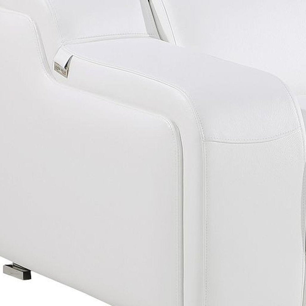 103" Light Gray Italian Leather Reclining USB Sofa