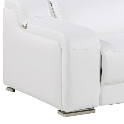 103" Light Gray Italian Leather Reclining USB Sofa