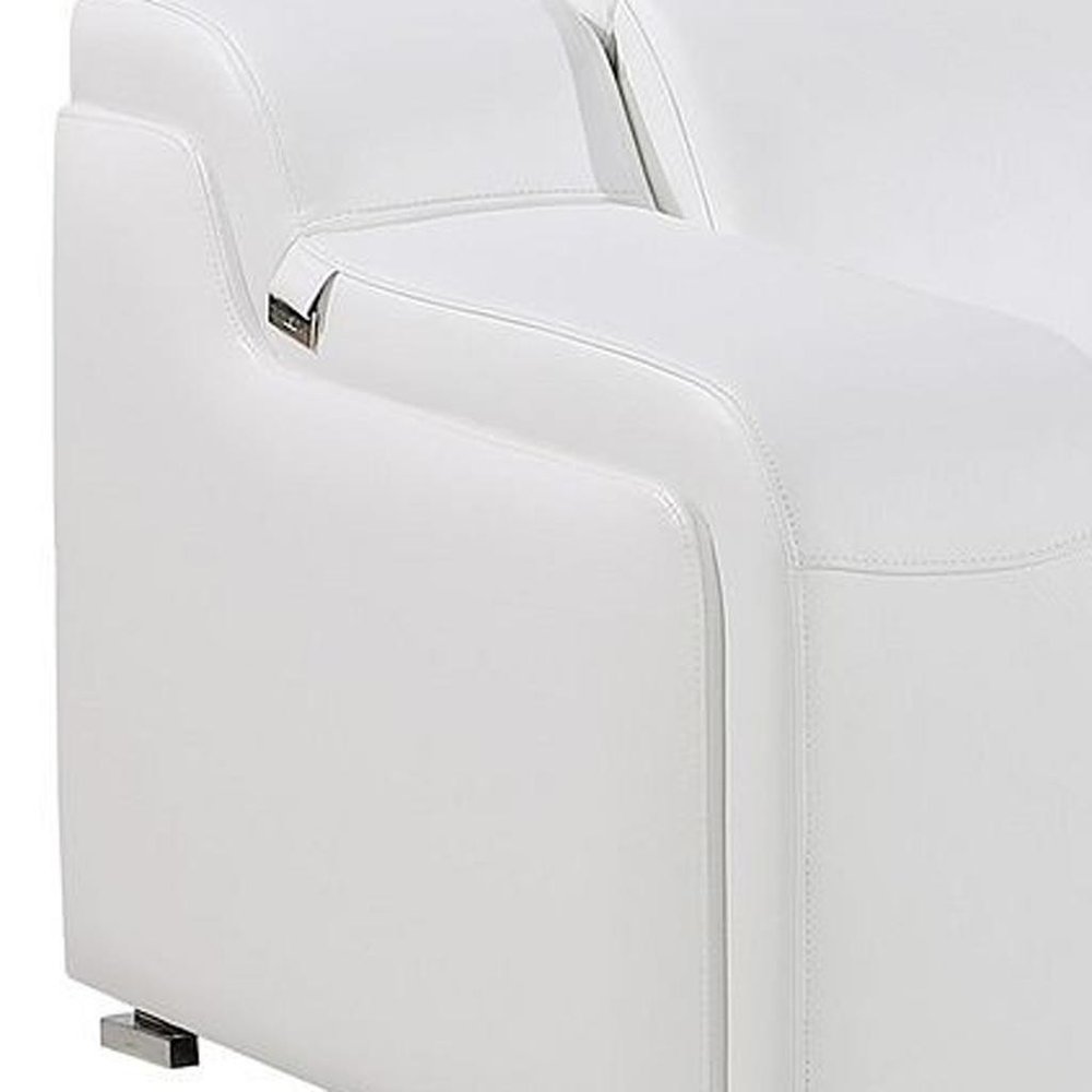 129" White Italian Leather Reclining USB Sofa HomeRoots