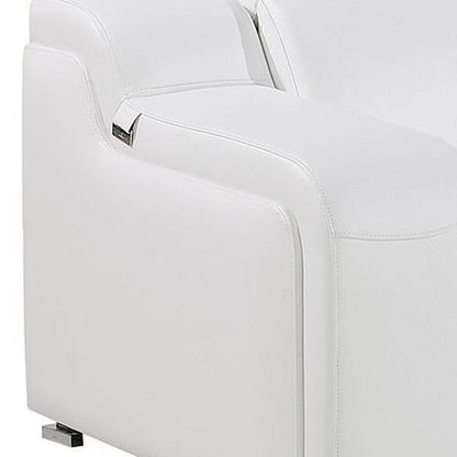 129" White Italian Leather Reclining USB Sofa HomeRoots