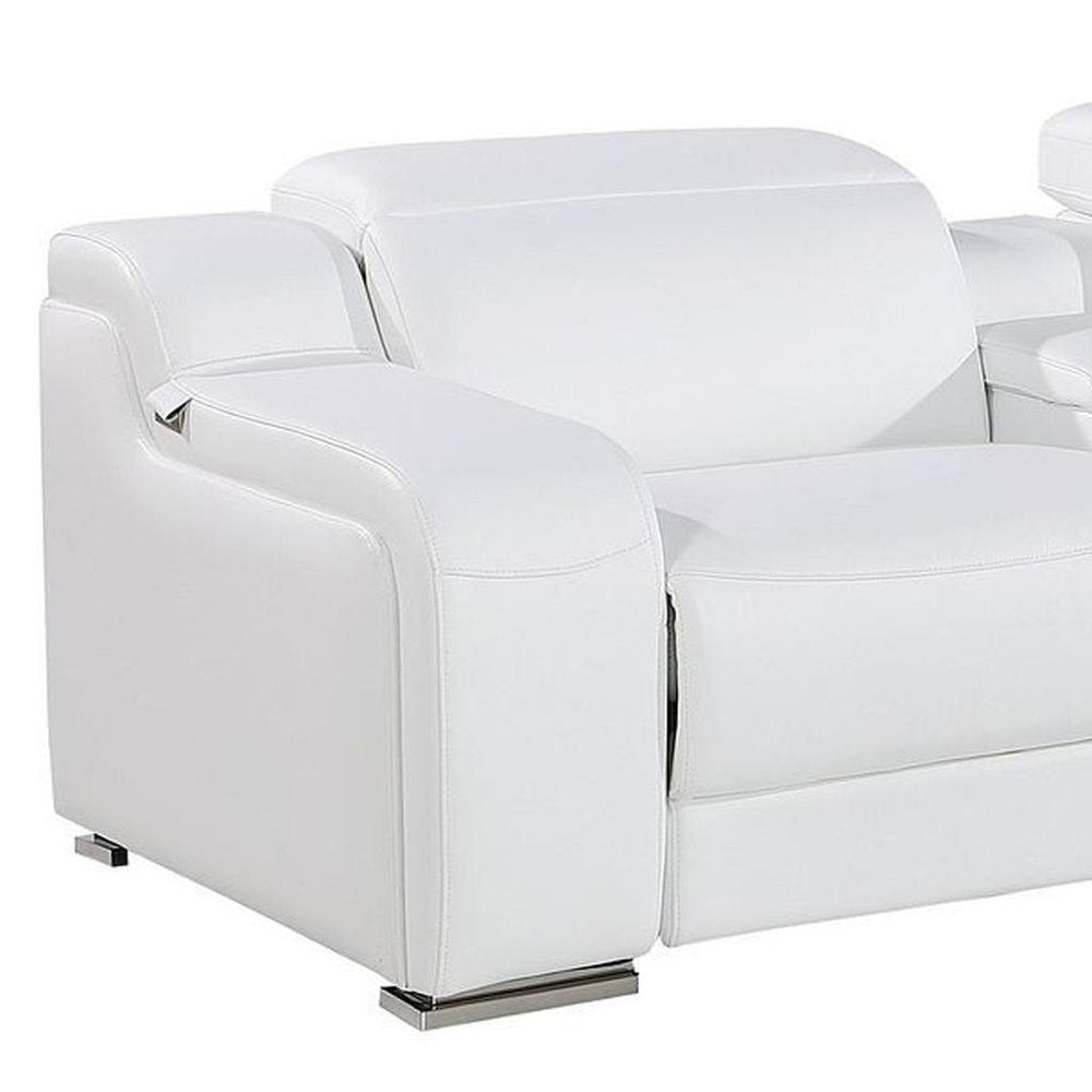 169" Light Gray Italian Leather Reclining USB Sofa HomeRoots