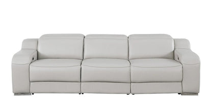103" Beige Italian Leather Reclining USB Sofa HomeRoots