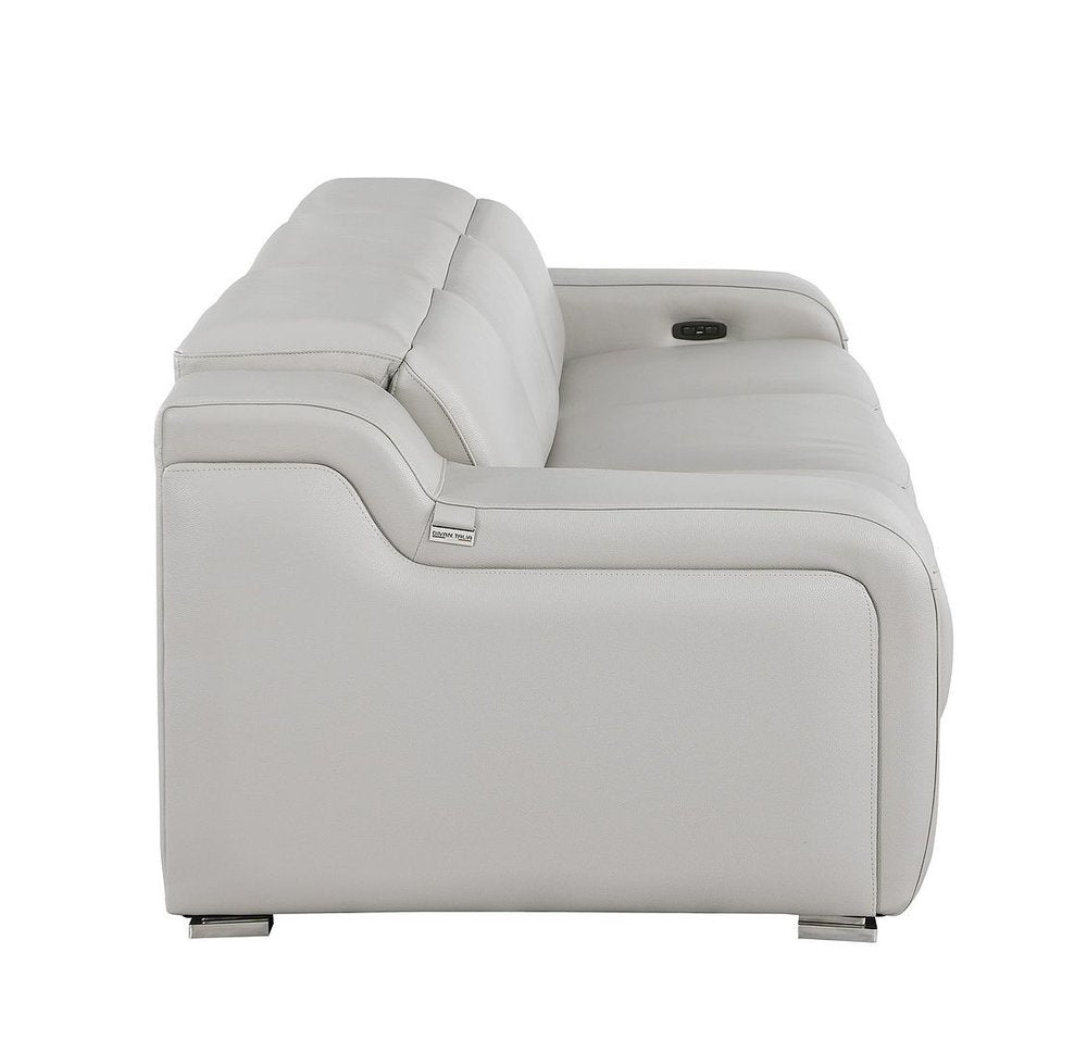 103" Beige Italian Leather Reclining USB Sofa HomeRoots
