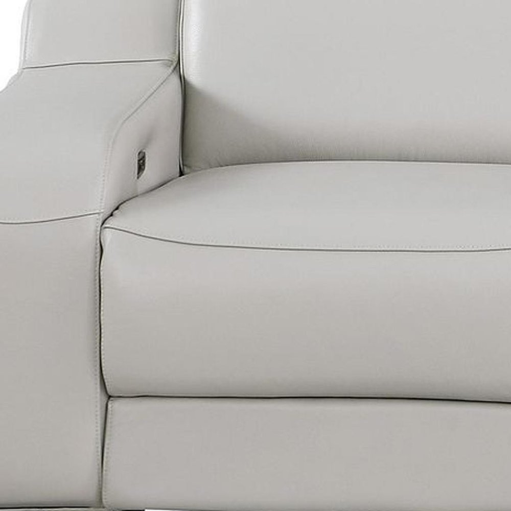 103" Beige Italian Leather Reclining USB Sofa HomeRoots