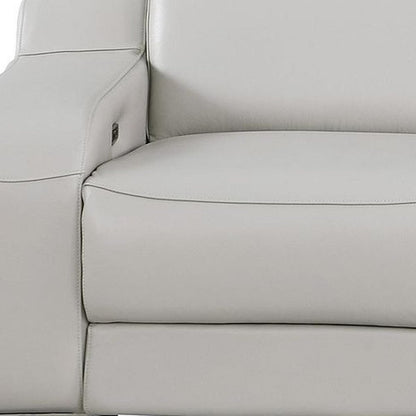 103" Beige Italian Leather Reclining USB Sofa HomeRoots