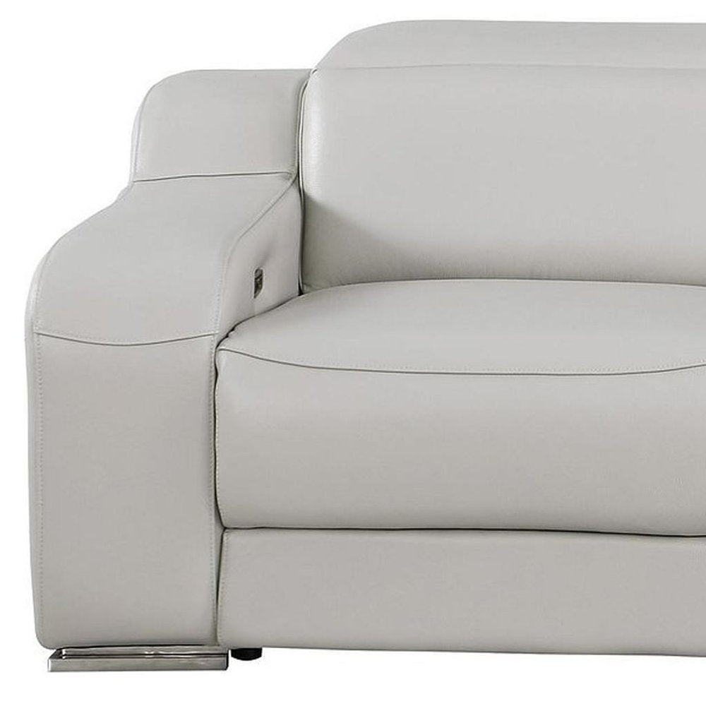 103" Beige Italian Leather Reclining USB Sofa HomeRoots