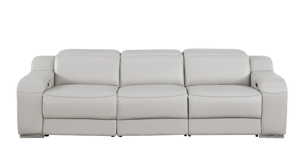 103" Beige Italian Leather Reclining USB Sofa HomeRoots