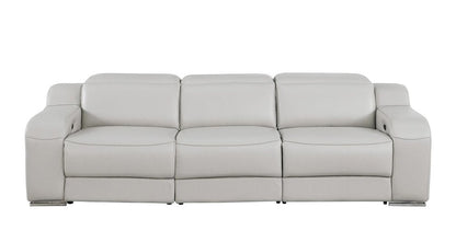 103" Beige Italian Leather Reclining USB Sofa HomeRoots