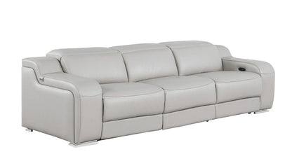 103" Beige Italian Leather Reclining USB Sofa HomeRoots