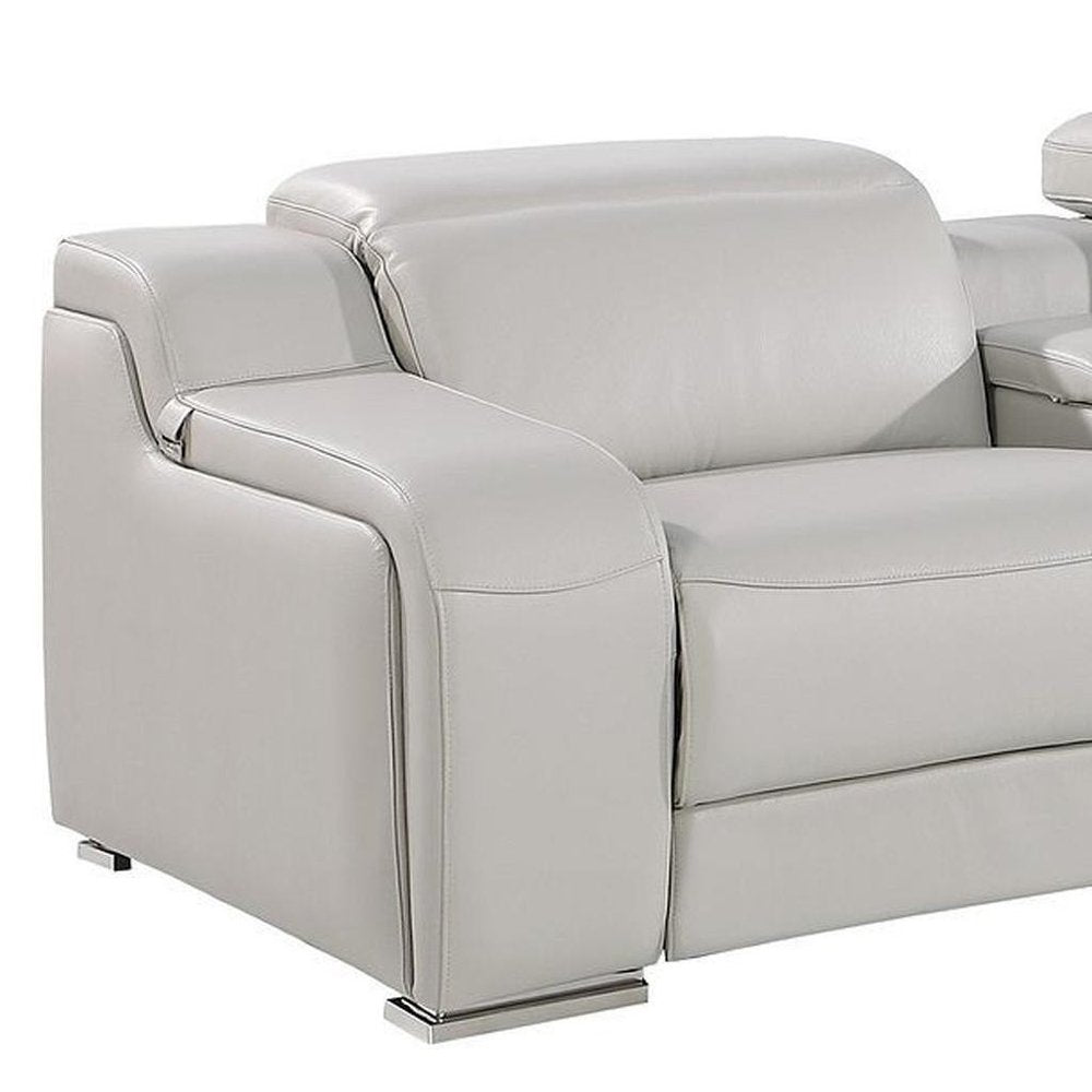 169" Beige Italian Leather Reclining USB Sofa HomeRoots