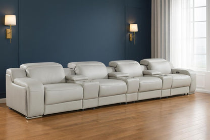 169" Beige Italian Leather Reclining USB Sofa HomeRoots