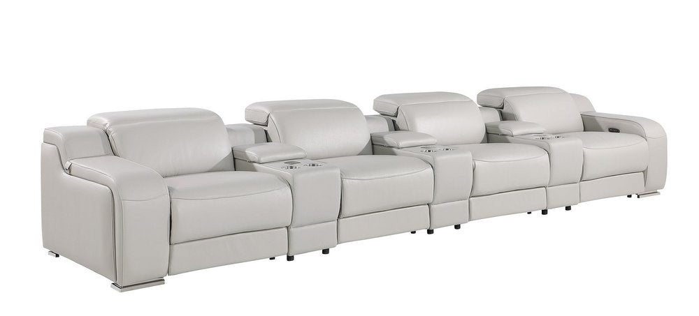 169" Beige Italian Leather Reclining USB Sofa HomeRoots
