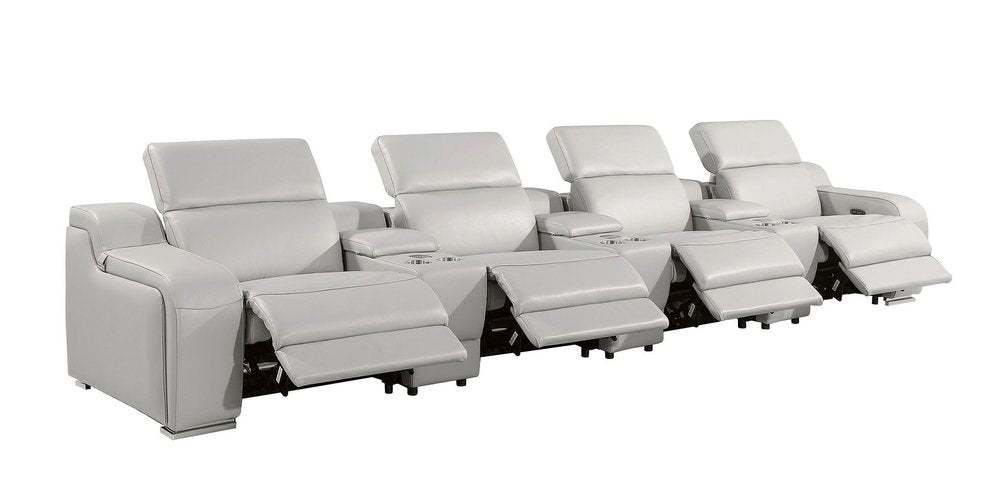 169" Beige Italian Leather Reclining USB Sofa HomeRoots