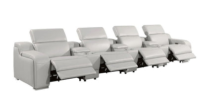 169" Beige Italian Leather Reclining USB Sofa HomeRoots