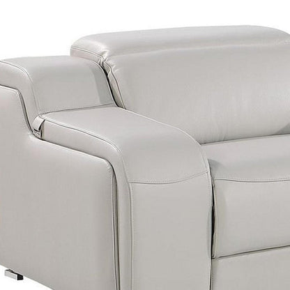 169" Beige Italian Leather Reclining USB Sofa HomeRoots