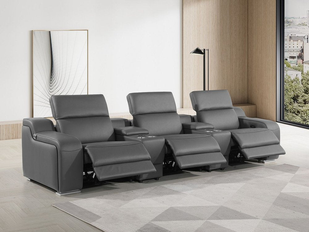 129" Beige Italian Leather Reclining USB Sofa HomeRoots