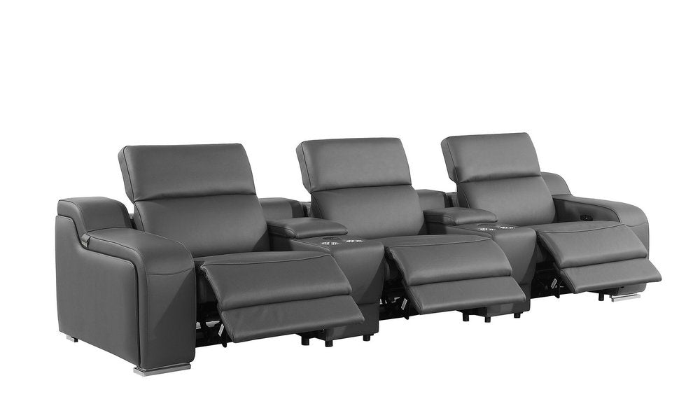 129" Beige Italian Leather Reclining USB Sofa HomeRoots