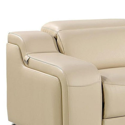 169" Beige Italian Leather Reclining USB Sofa HomeRoots