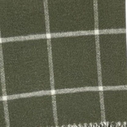 50" X 67" Olive Green And White Cotton Blend Woven Plaid Throw Blanket with Fringe