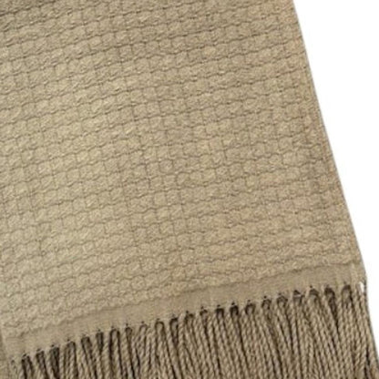 50" X 67" Sand Cotton Blend Woven Throw Blanket with Fringe