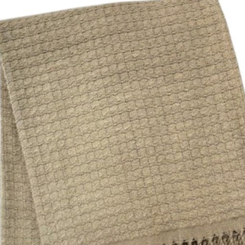 50" X 67" Sand Cotton Blend Woven Throw Blanket with Fringe — view 5