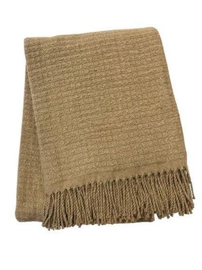 50" X 67" Stone Cotton Blend Woven Throw Blanket with Fringe HomeRoots