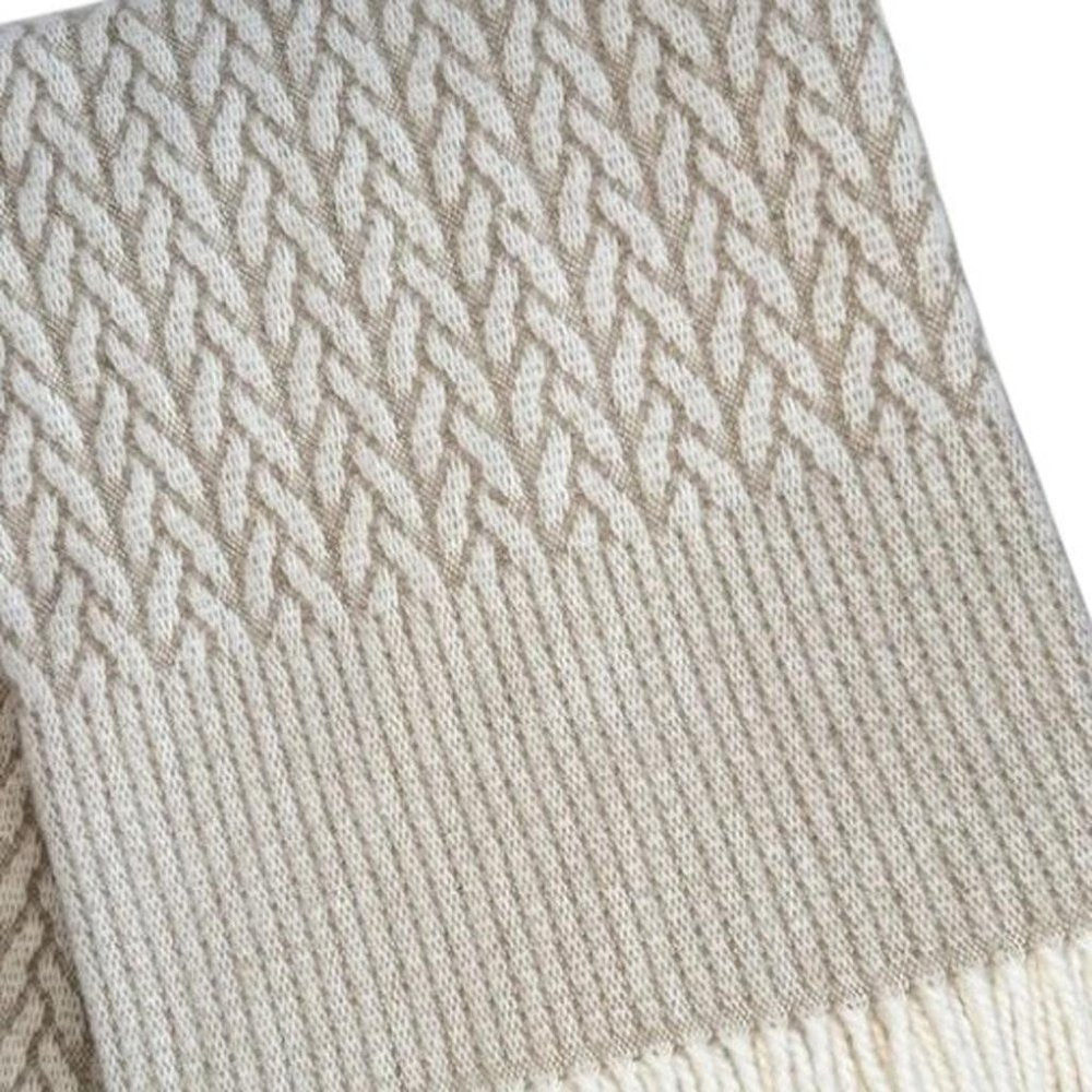 55" X 70" Cinnamon Cotton Blend Woven Plush Throw Blanket with Fringe HomeRoots