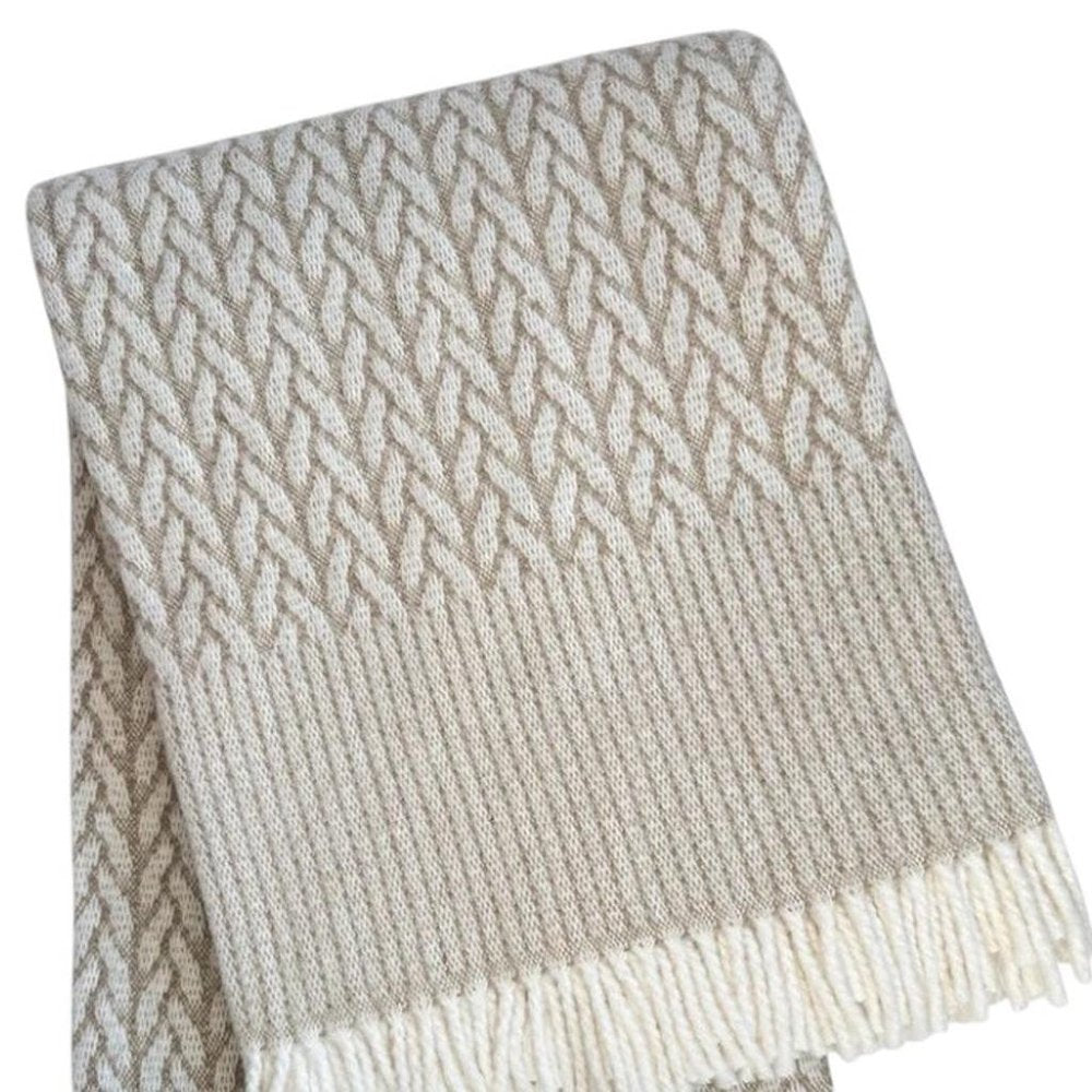 55" X 70" Cinnamon Cotton Blend Woven Plush Throw Blanket with Fringe HomeRoots