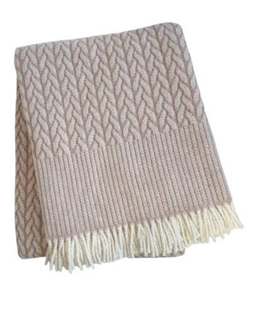 55" X 70" Dusty Rose Cotton Blend Woven Plush Throw Blanket with Fringe HomeRoots