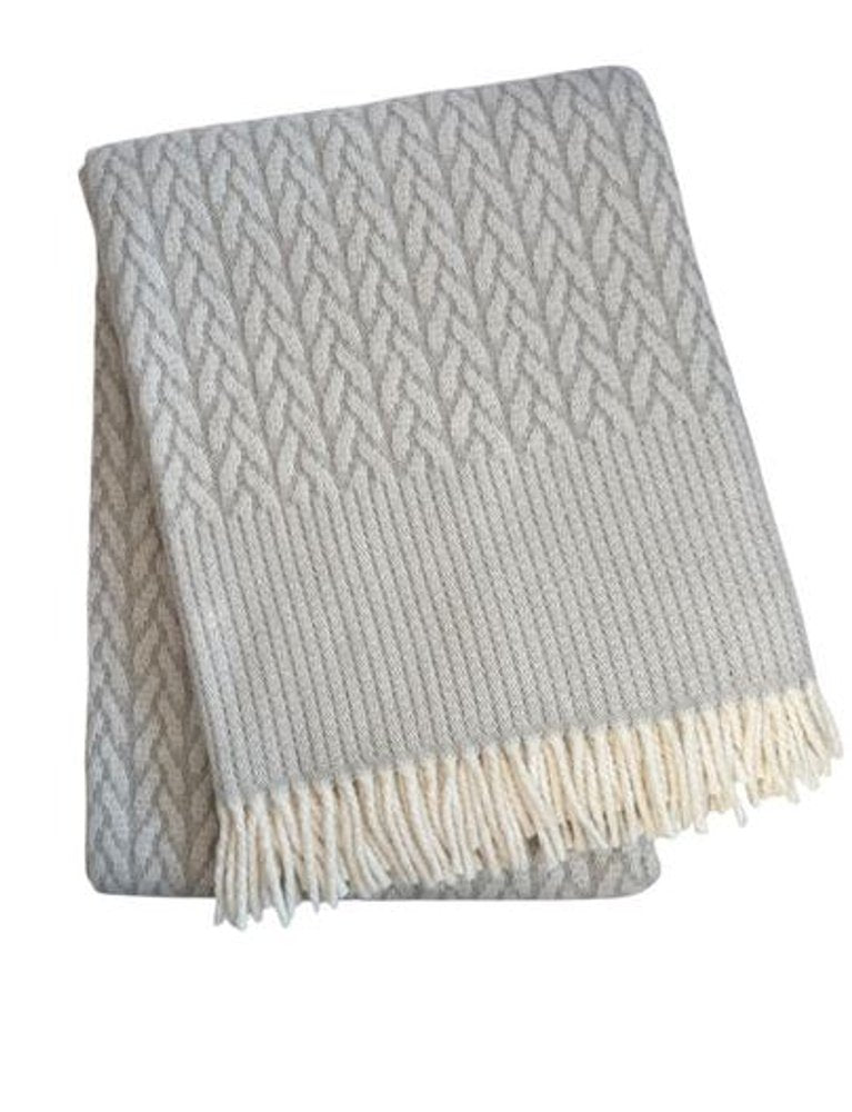 55" X 70" Gray Cotton Blend Woven Plush Throw Blanket with Fringe HomeRoots