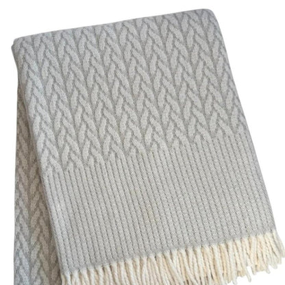55" X 70" Gray Cotton Blend Woven Plush Throw Blanket with Fringe HomeRoots