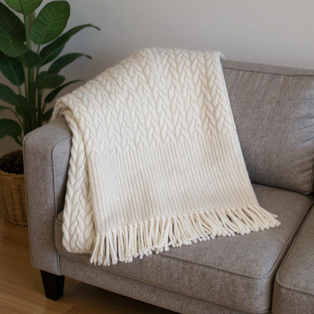 55" X 70" Linen Cotton Blend Woven Plush Throw Blanket with Fringe — view 2