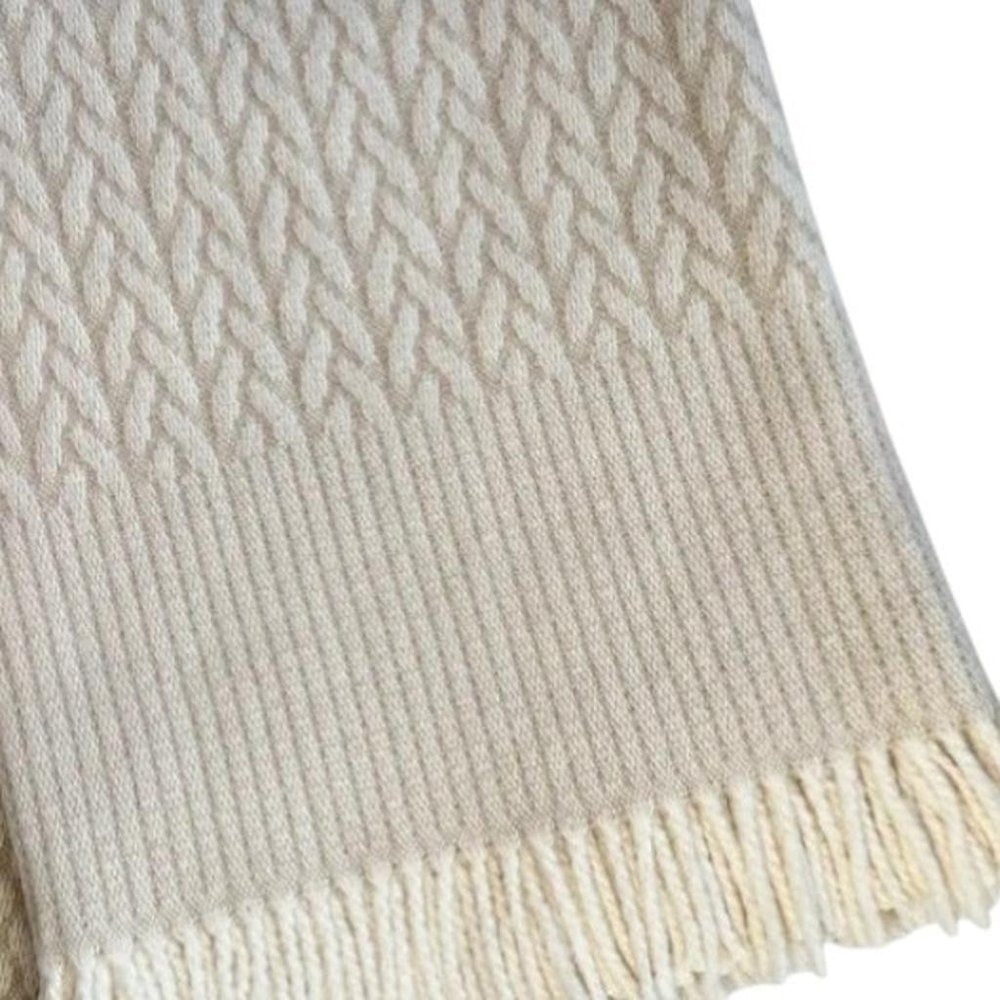 55" X 70" Linen Cotton Blend Woven Plush Throw Blanket with Fringe — view 3