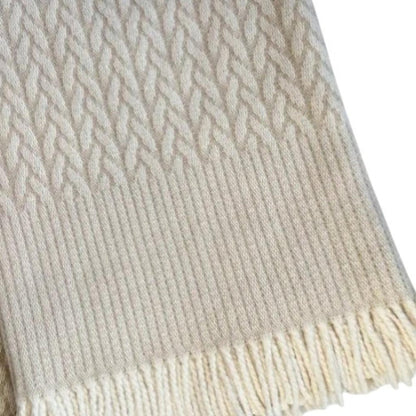 55" X 70" Linen Cotton Blend Woven Plush Throw Blanket with Fringe