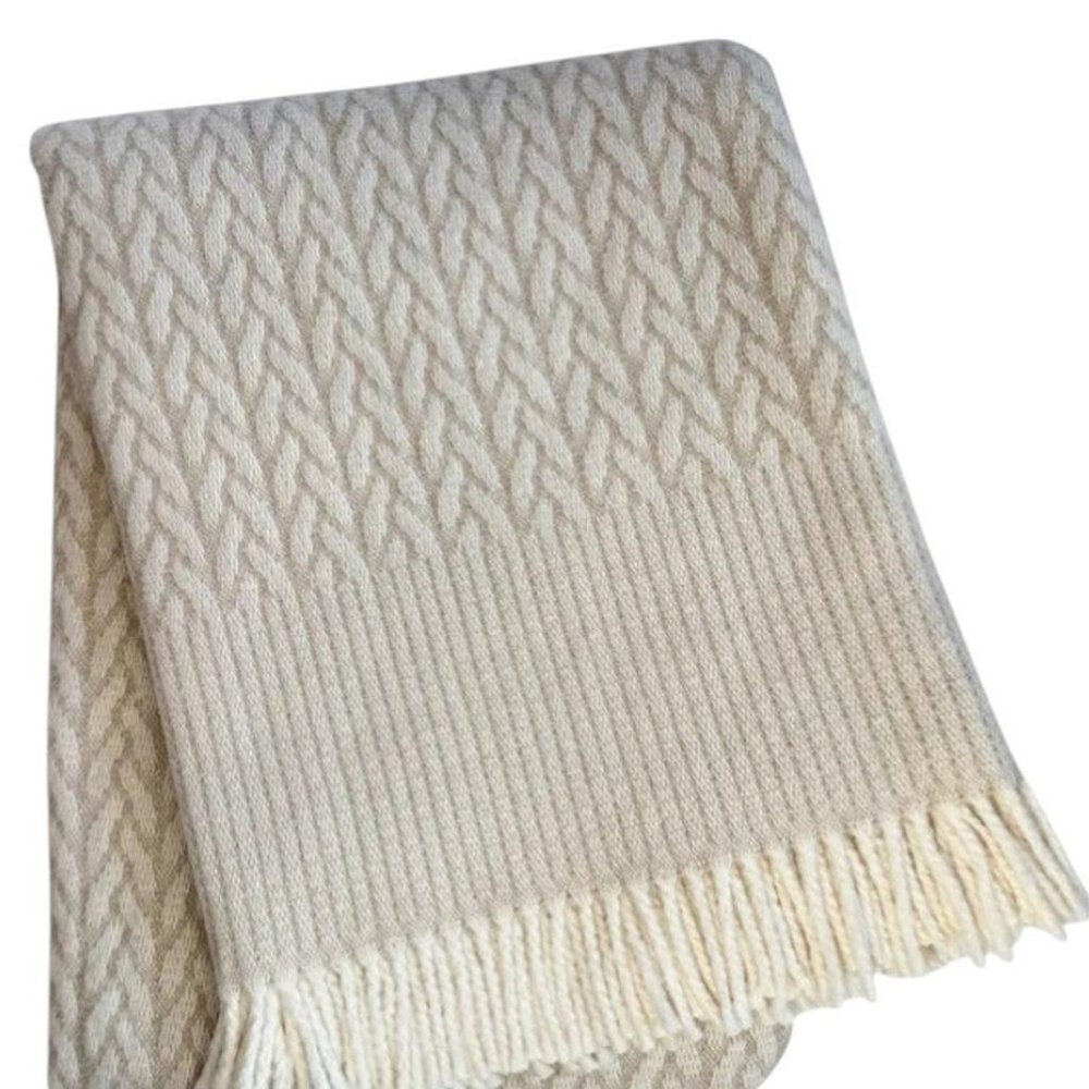55" X 70" Linen Cotton Blend Woven Plush Throw Blanket with Fringe — view 4