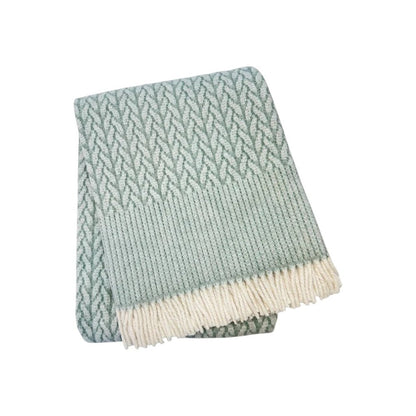 55" X 70" Sage Cotton Blend Woven Plush Throw Blanket with Fringe HomeRoots