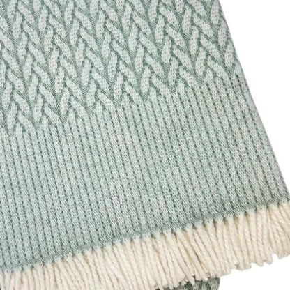55" X 70" Sage Cotton Blend Woven Plush Throw Blanket with Fringe HomeRoots